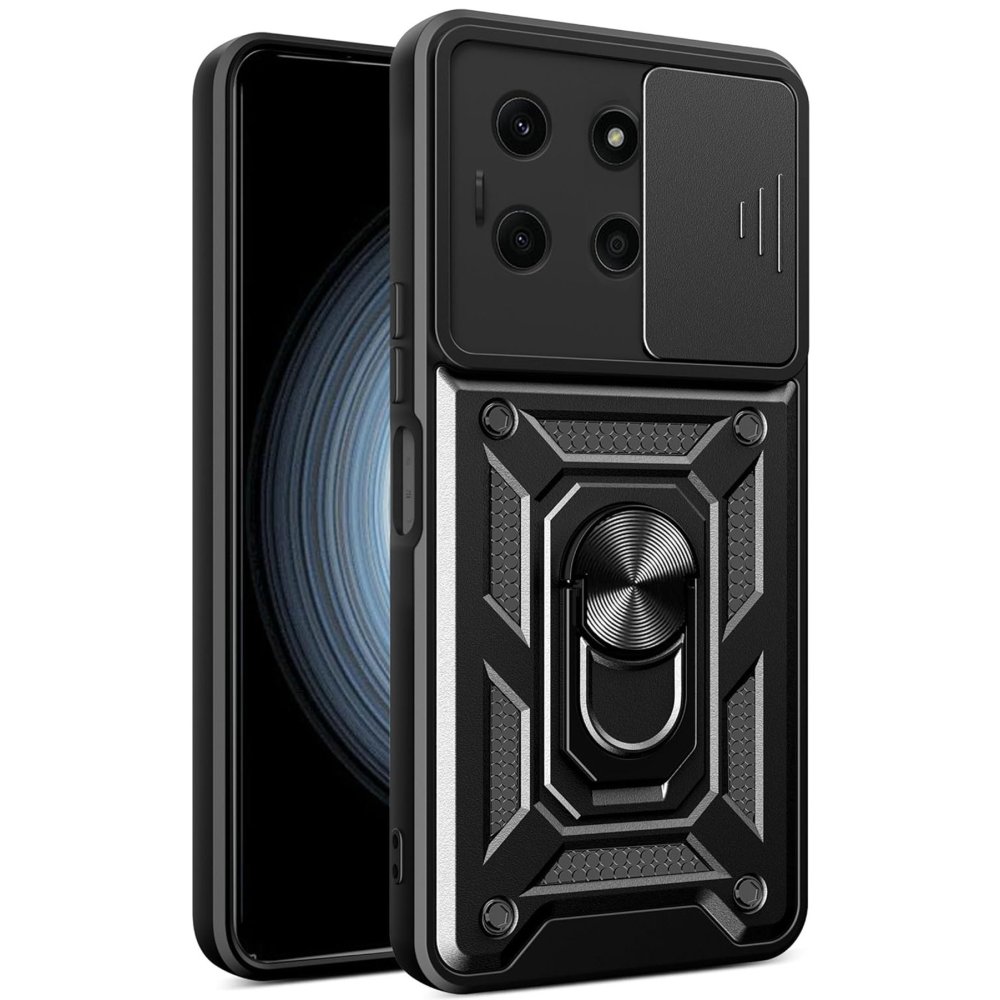 Newface İnfinix Note 30 Kılıf Pars Lens Yüzüklü Silikon - Siyah