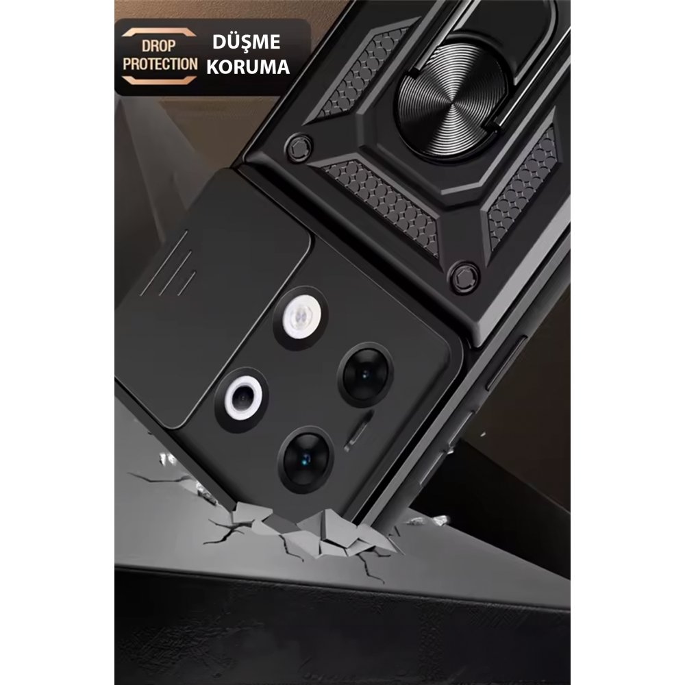 Newface İnfinix Zero 30 5G Kılıf Pars Lens Yüzüklü Silikon - Siyah