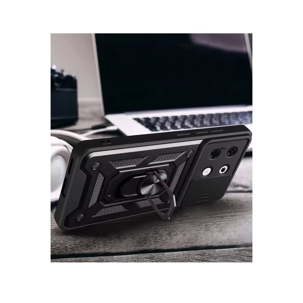 Newface İnfinix Zero 30 5G Kılıf Pars Lens Yüzüklü Silikon - Siyah