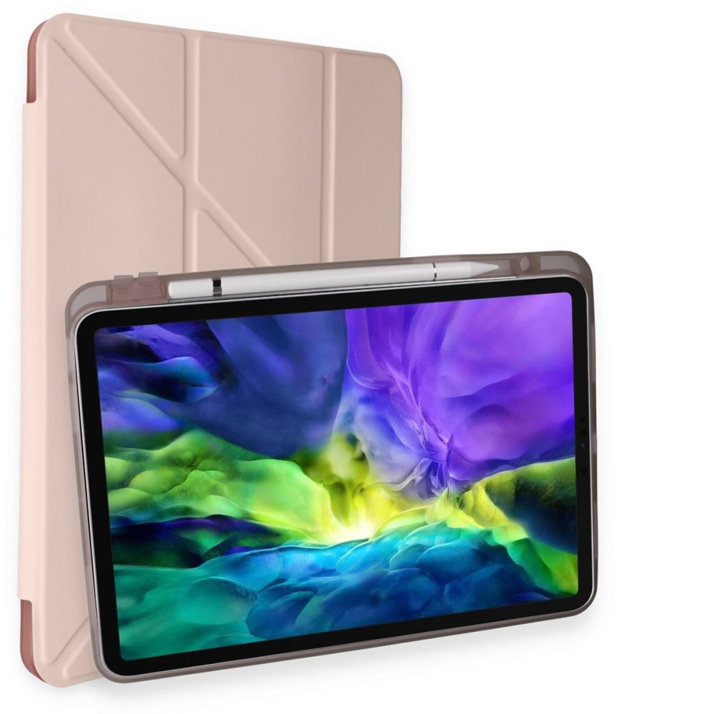 Newface iPad 10.2 (7.nesil) Kılıf Kalemlikli Hugo Tablet Kılıfı - Rose Gold
