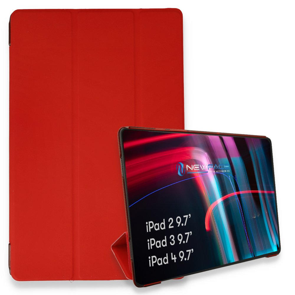 Newface iPad 2 9.7 Kılıf Tablet Smart Kılıf - Kırmızı