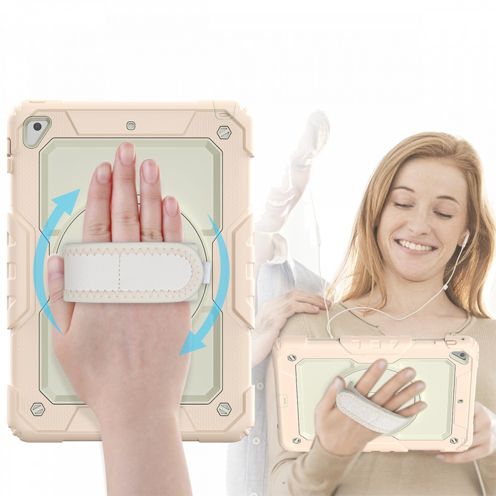 Newface iPad 9.7 (2017) Kılıf Strap New Tablet Kapak - Pembe