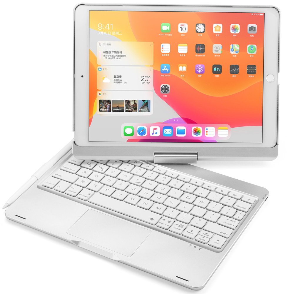 Newface iPad Pro 10.5 Kılıf Magic Dönen Klavyeli Tablet Kılıf - Gümüş