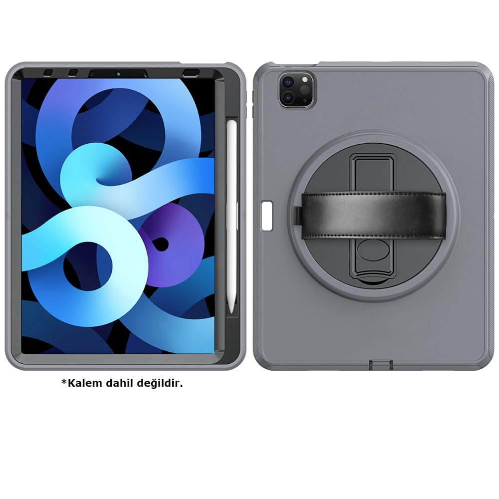 Newface iPad Pro 11 (2021) Kılıf Hand Strap Tablet Kılıfı - Gri