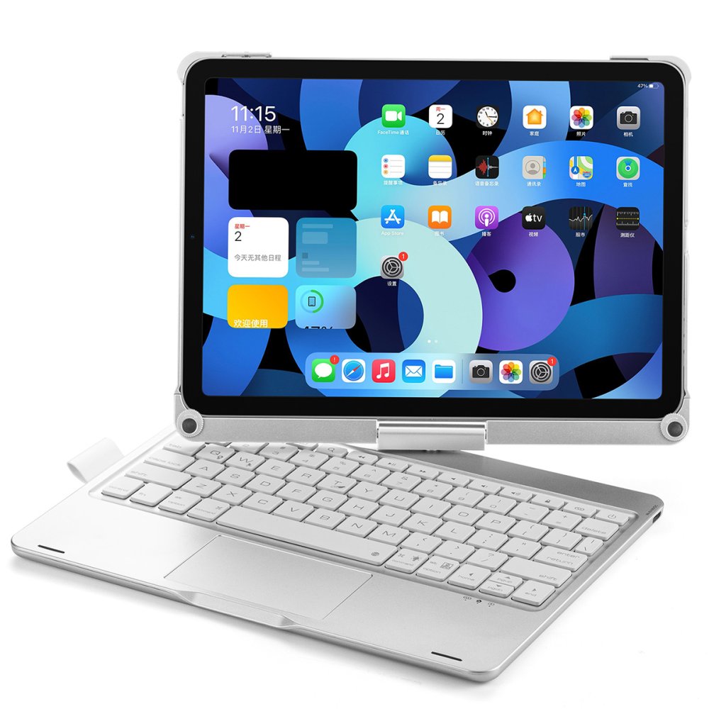Newface iPad Pro 11 (2021) Kılıf Magic Dönen Klavyeli Tablet Kılıf - Gümüş