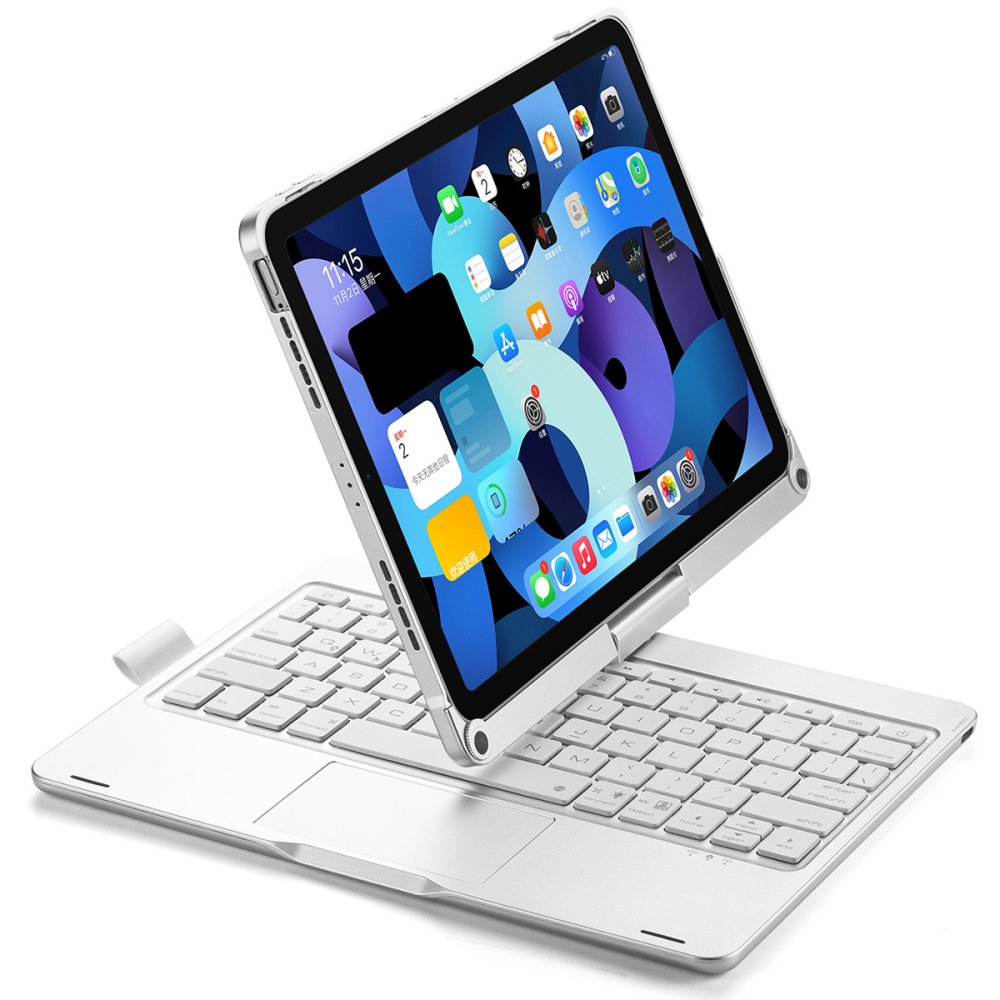 Newface iPad Pro 11 (2021) Kılıf Magic Dönen Klavyeli Tablet Kılıf - Gümüş