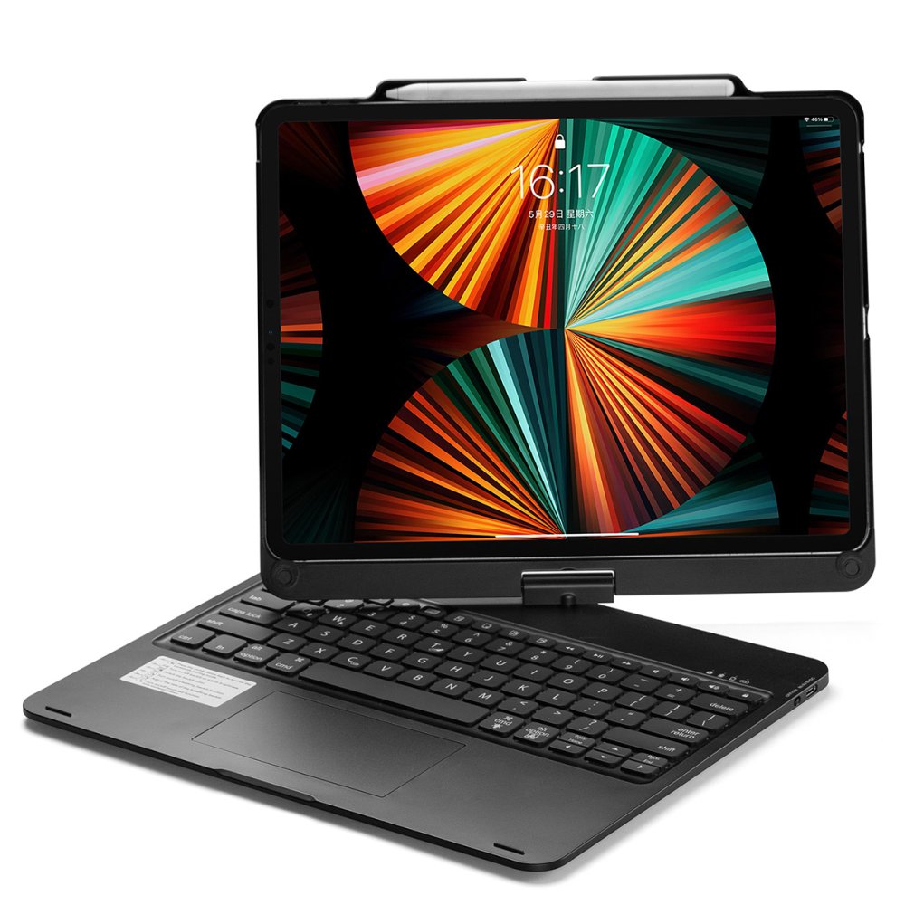 Newface iPad Pro 12.9 (2018) Kılıf Magic Dönen Klavyeli Tablet Kılıf - Siyah