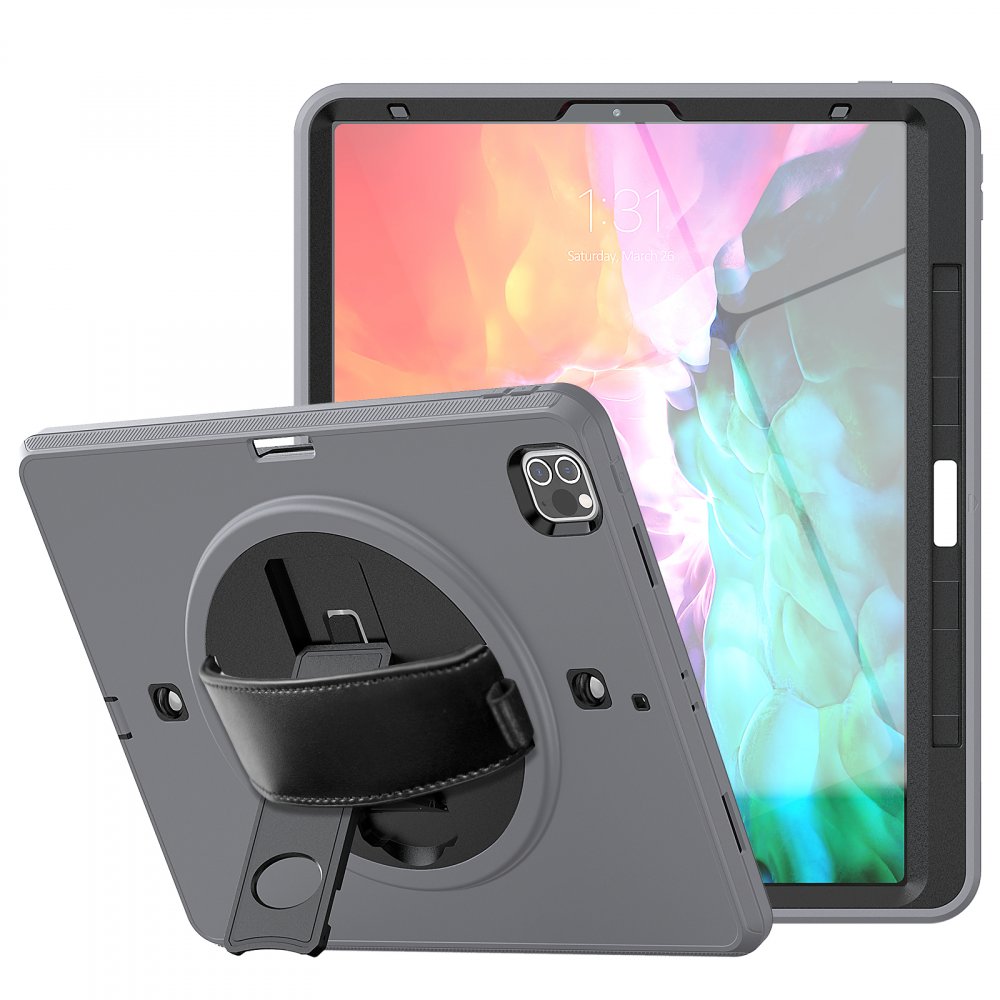 Newface iPad Pro 12.9 (2020) Kılıf Strap-C Otterbox Tablet Kapak - Gri