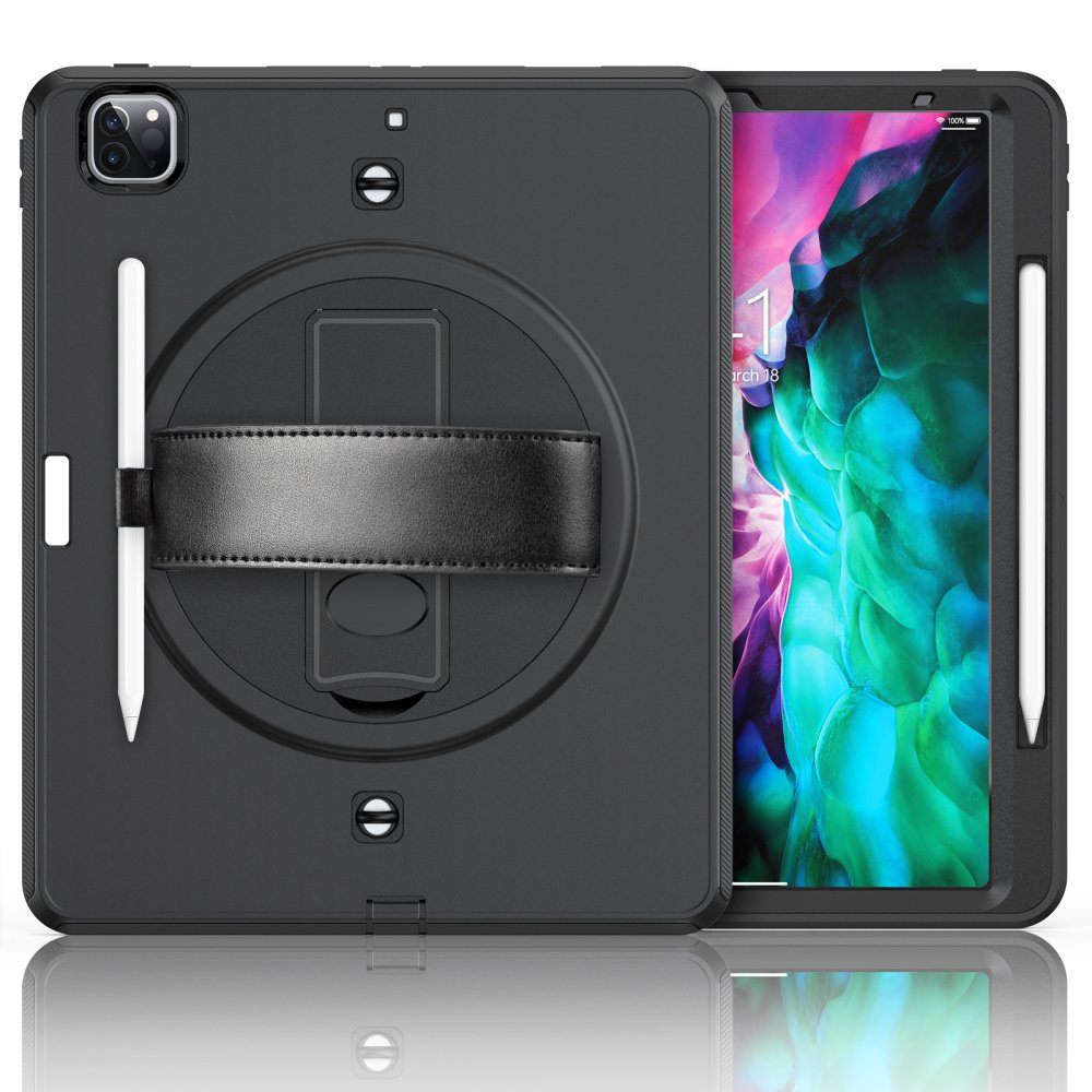 Newface iPad Pro 12.9 (2020) Kılıf Strap-C Otterbox Tablet Kapak - Siyah