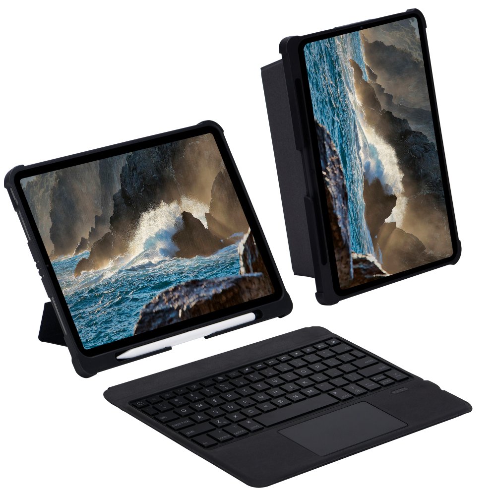 Newface iPad Pro 12.9 (2020) Kılıf İnter Ledli Klavyeli Tablet Kılıfı - Siyah