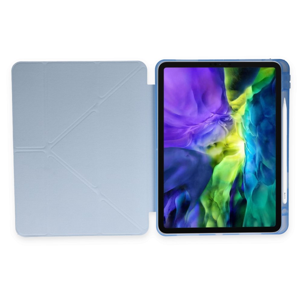 Newface iPad Pro 12.9 (2020) Kılıf Kalemlikli Hugo Tablet Kılıfı - Mavi