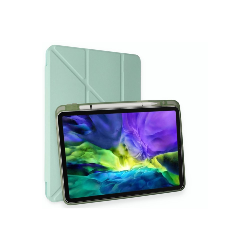 Newface iPad Pro 12.9 (2020) Kılıf Kalemlikli Mars Tablet Kılıfı - Açık Yeşil