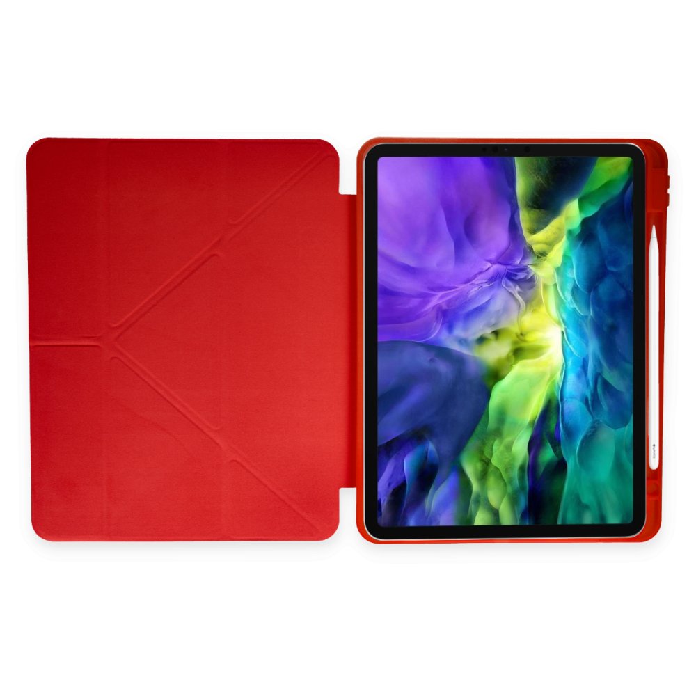 Newface iPad Pro 12.9 (2021) Kılıf Kalemlikli Mars Tablet Kılıfı - Kırmızı