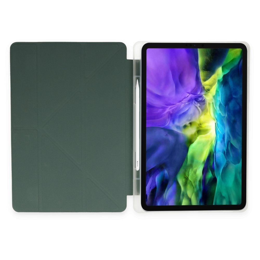 Newface iPad Pro 12.9 (2021) Kılıf Kalemlikli Mars Tablet Kılıfı - Koyu Yeşil
