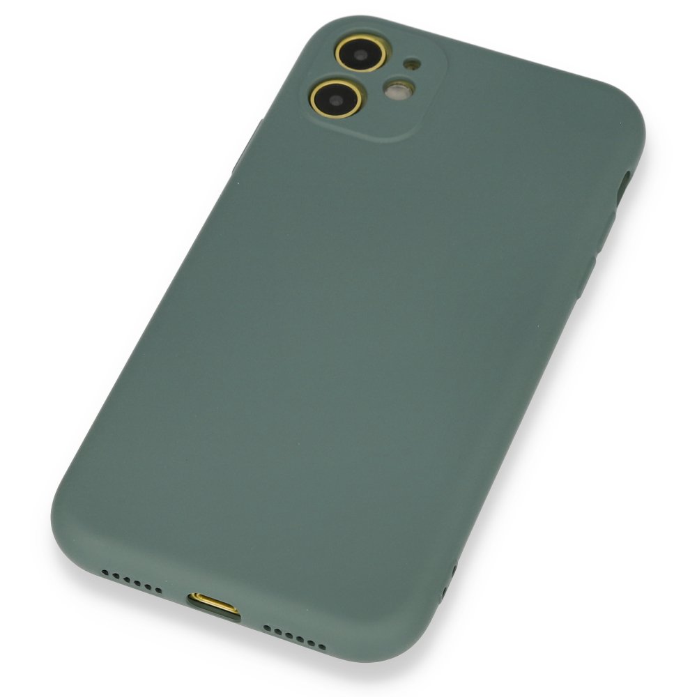 Newface iPhone 11 Kılıf Nano içi Kadife Silikon - Koyu Yeşil