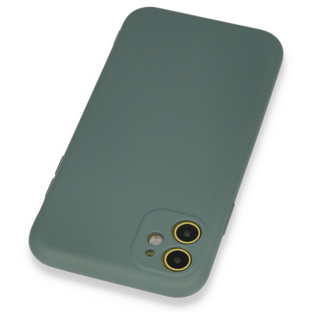 Newface iPhone 11 Kılıf Nano içi Kadife Silikon - Koyu Yeşil