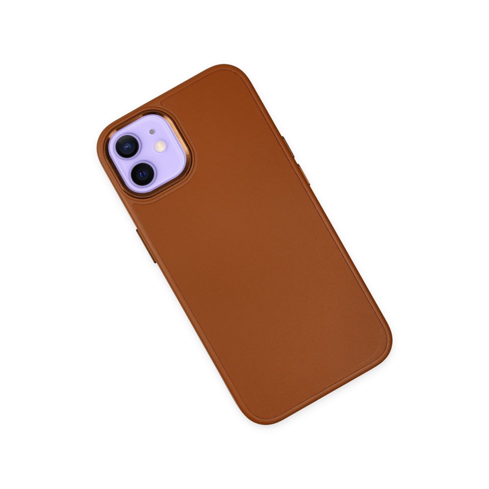 Newface iPhone 11 Kılıf Asya Deri Silikon - Kahverengi