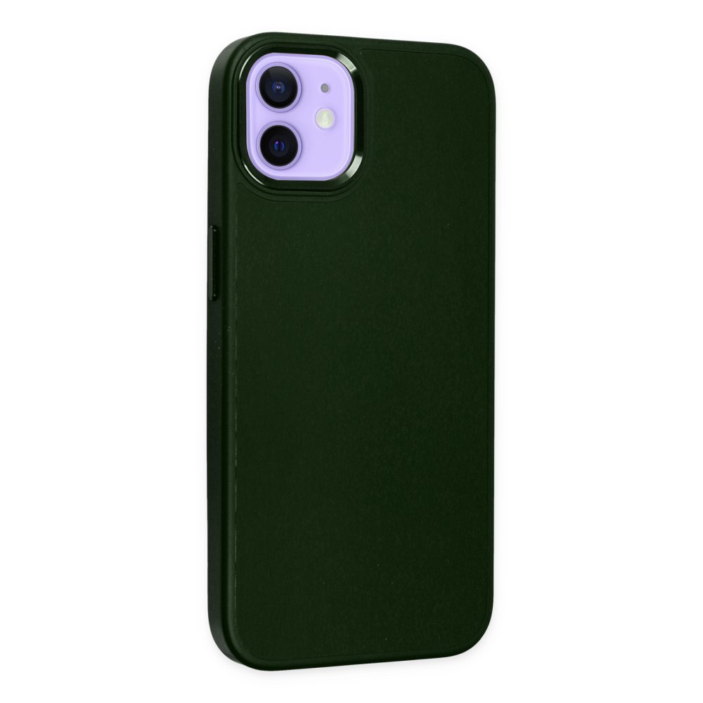 Newface iPhone 11 Kılıf Asya Deri Silikon - Koyu Yeşil