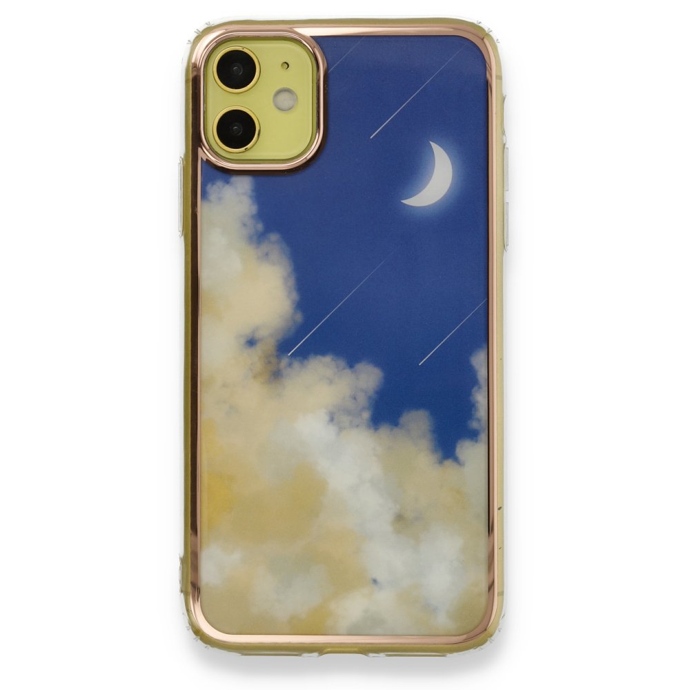 Newface iPhone 11 Kılıf Çiçekli Silikon - Lacivert