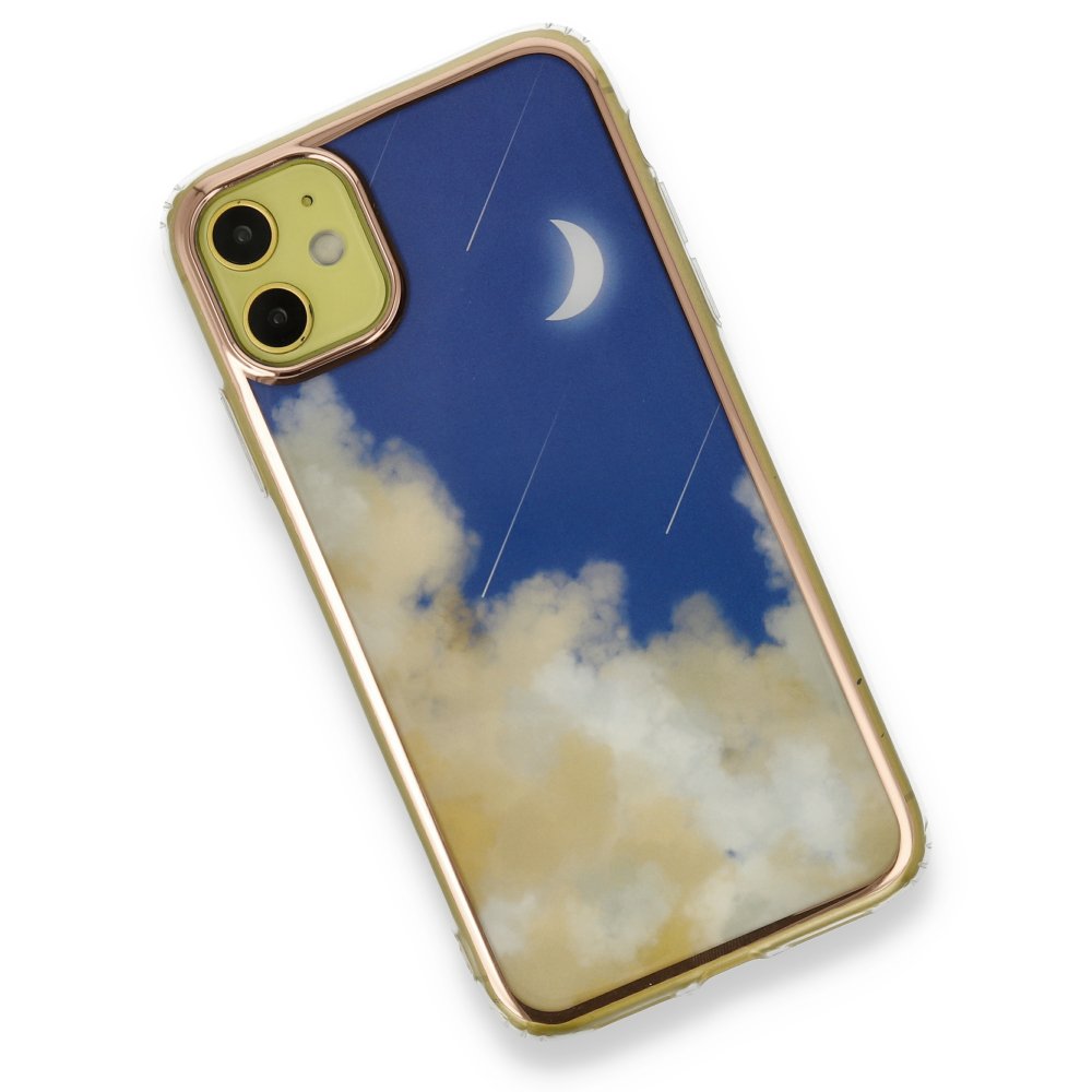 Newface iPhone 11 Kılıf Çiçekli Silikon - Lacivert