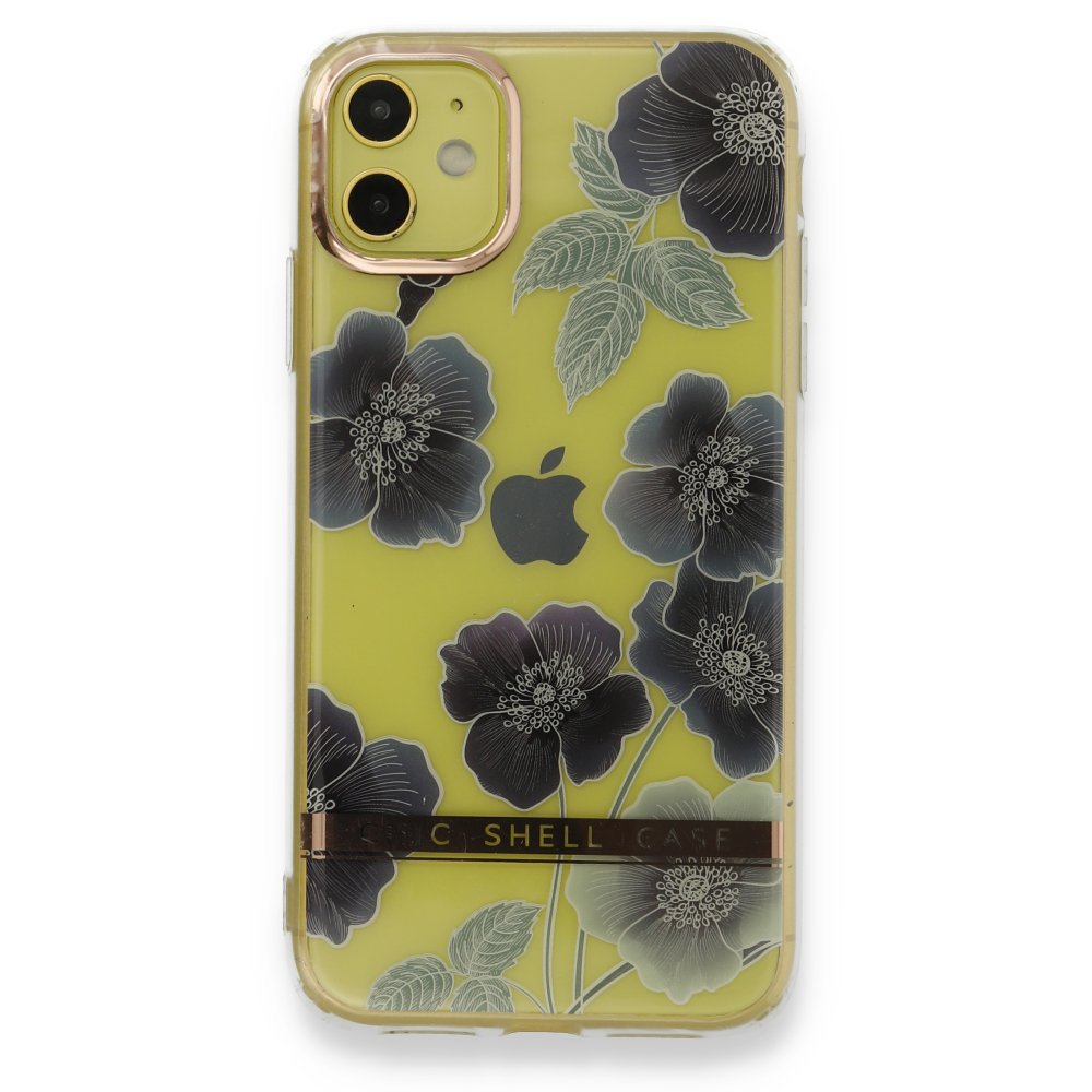 Newface iPhone 11 Kılıf Çiçekli Silikon - Mor