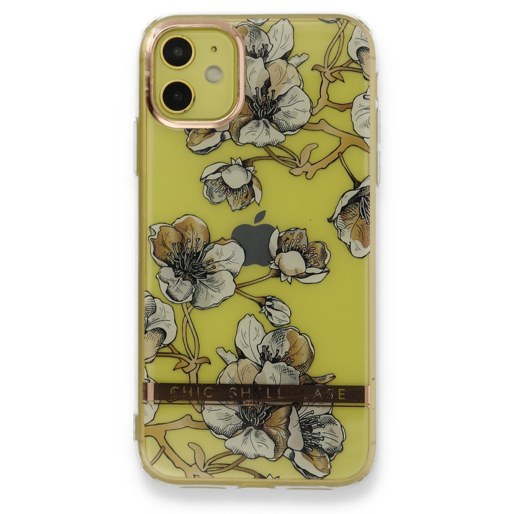 Newface iPhone 11 Kılıf Çiçekli Silikon - Pudra