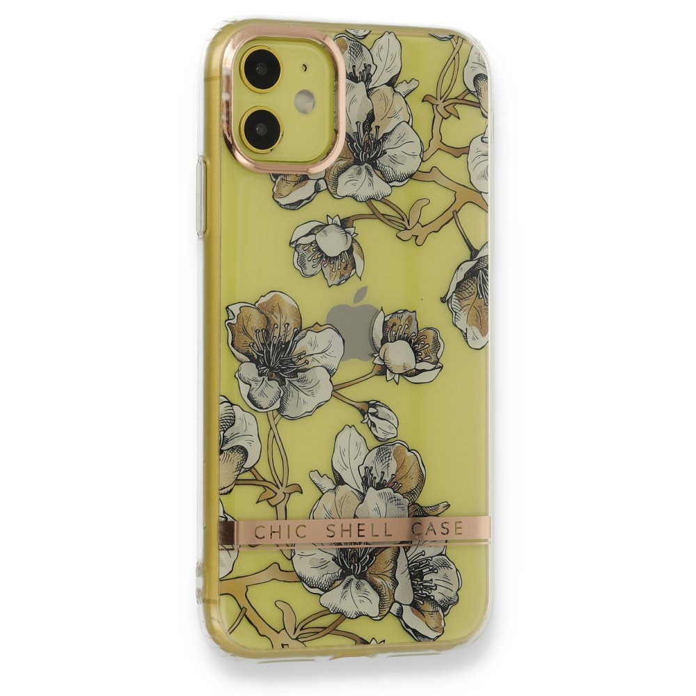 Newface iPhone 11 Kılıf Çiçekli Silikon - Pudra