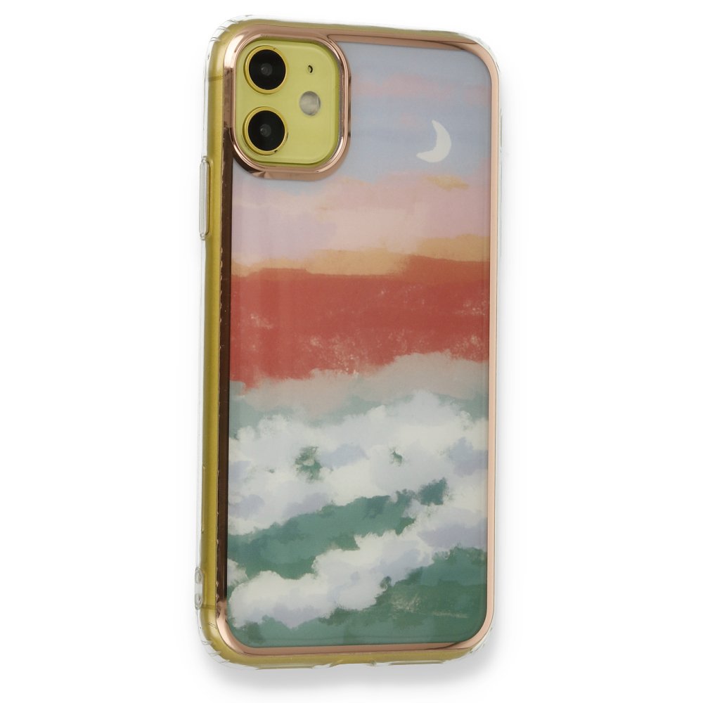 Newface iPhone 11 Kılıf Çiçekli Silikon - Turkuaz