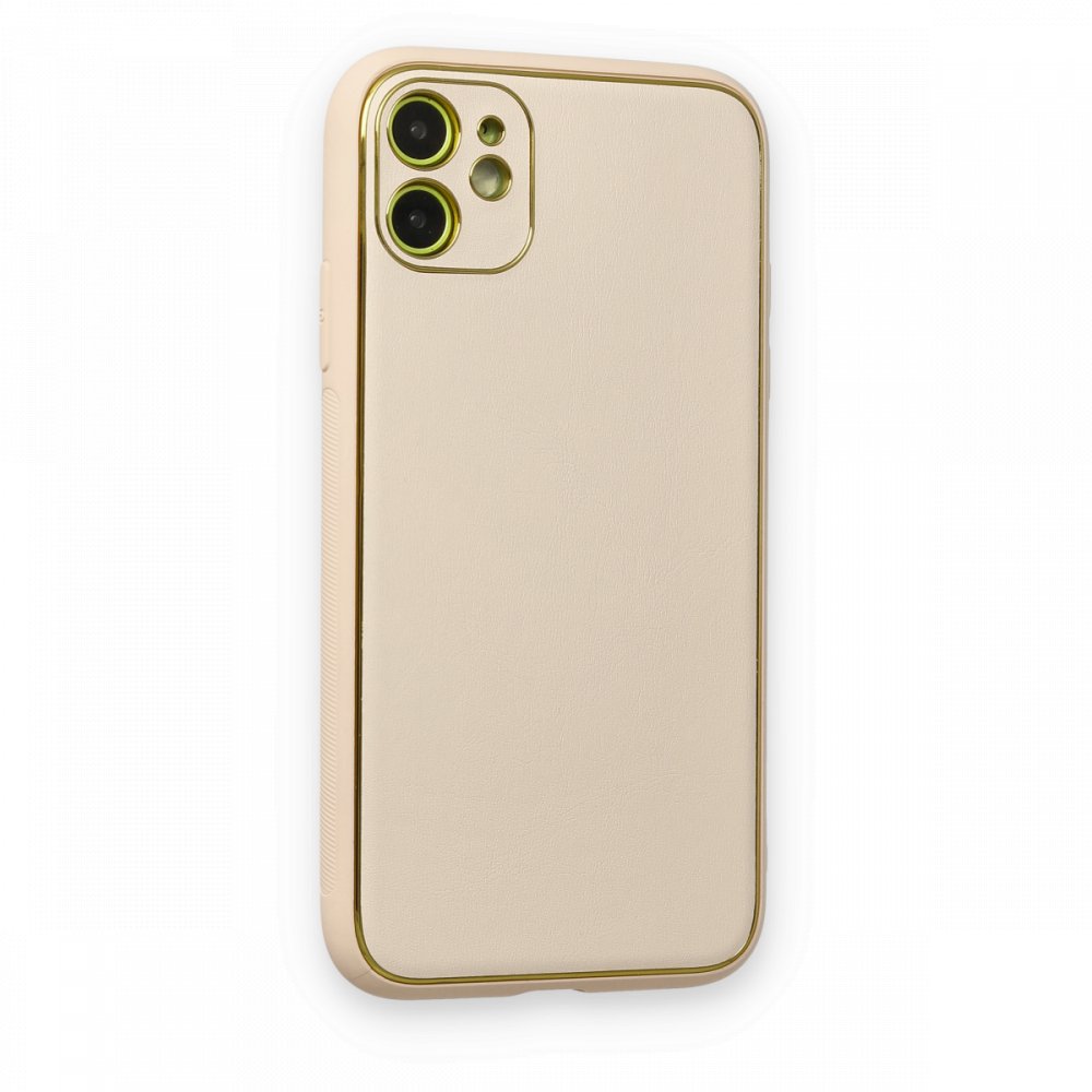 Newface iPhone 11 Kılıf Coco Deri Silikon Kapak - Gold