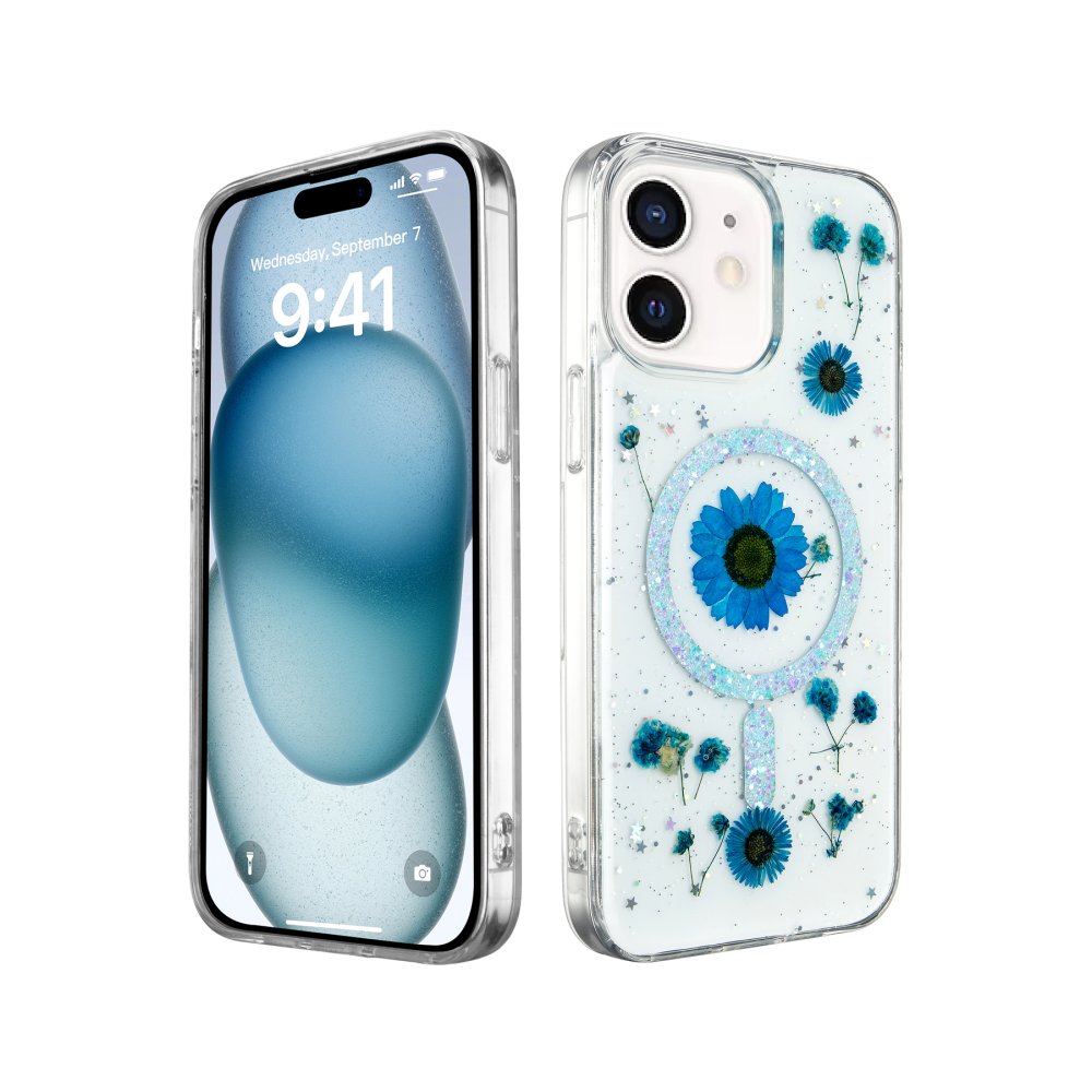 Newface iPhone 11 Kılıf Daisy Simli Magsafe Kapak - Mavi