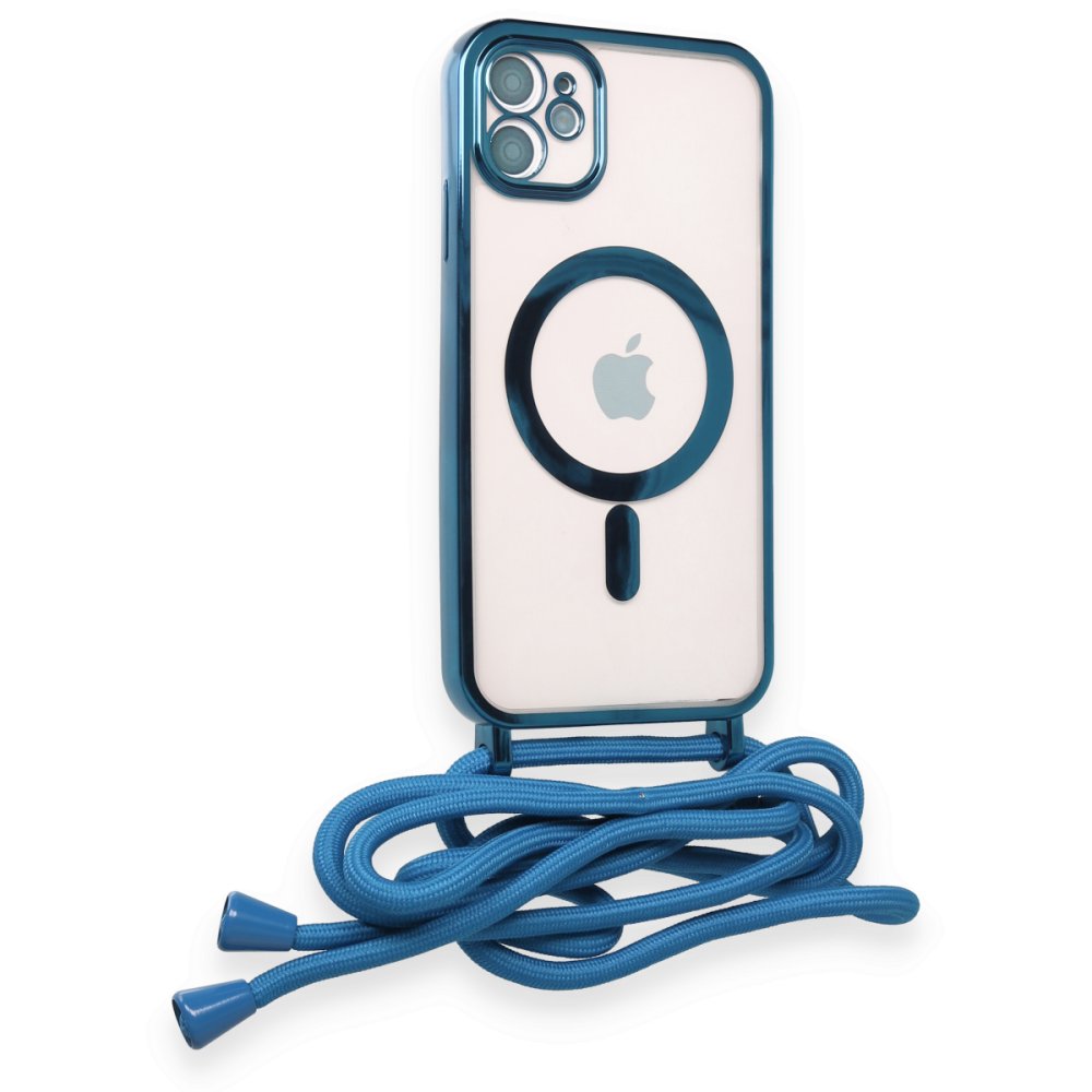 Newface iPhone 11 Kılıf Divo Lazer Askılı Magsafe Kapak - Sierra Blue
