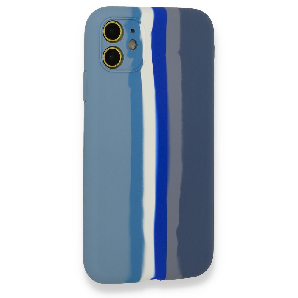 Newface iPhone 11 Kılıf Ebruli Lansman Silikon - Mavi-Gri