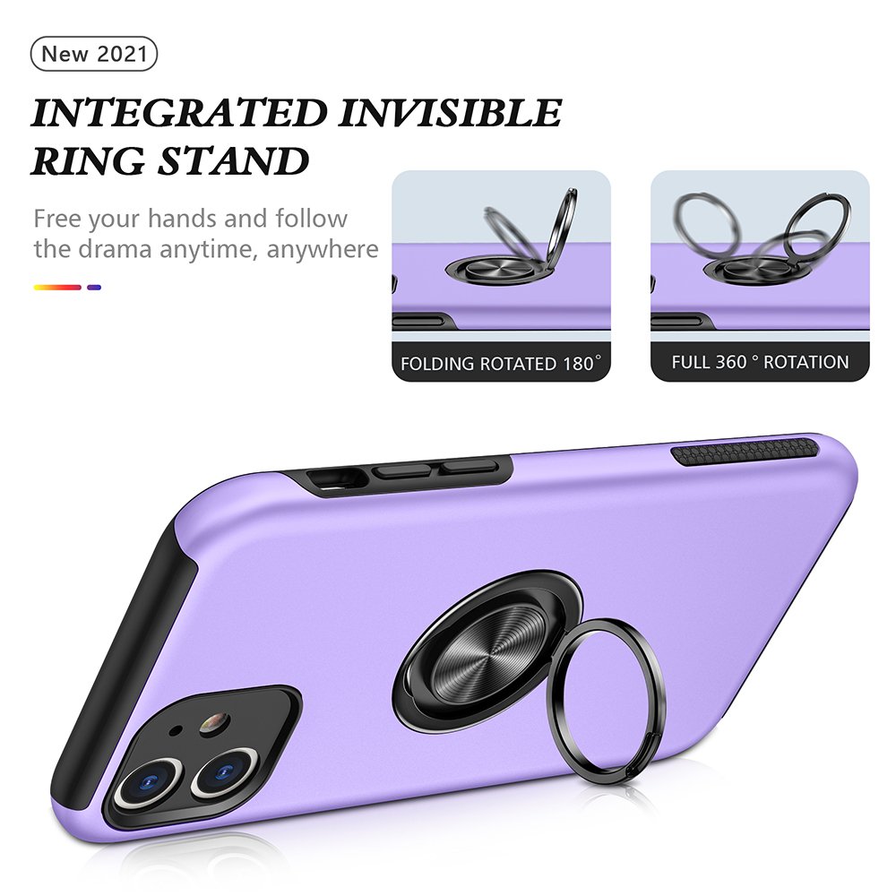 Newface iPhone 11 Kılıf Elit Yüzüklü Kapak - Mor