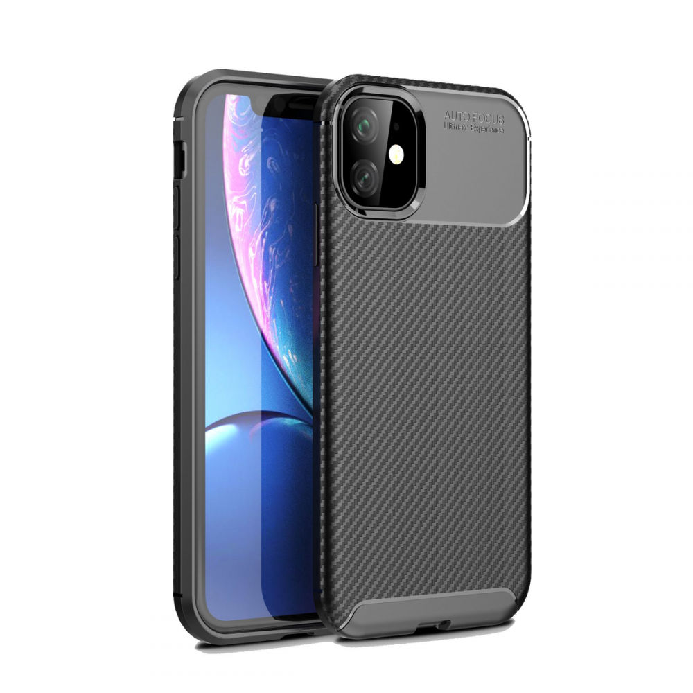 Newface iPhone 11 Kılıf Focus Karbon Silikon - Siyah