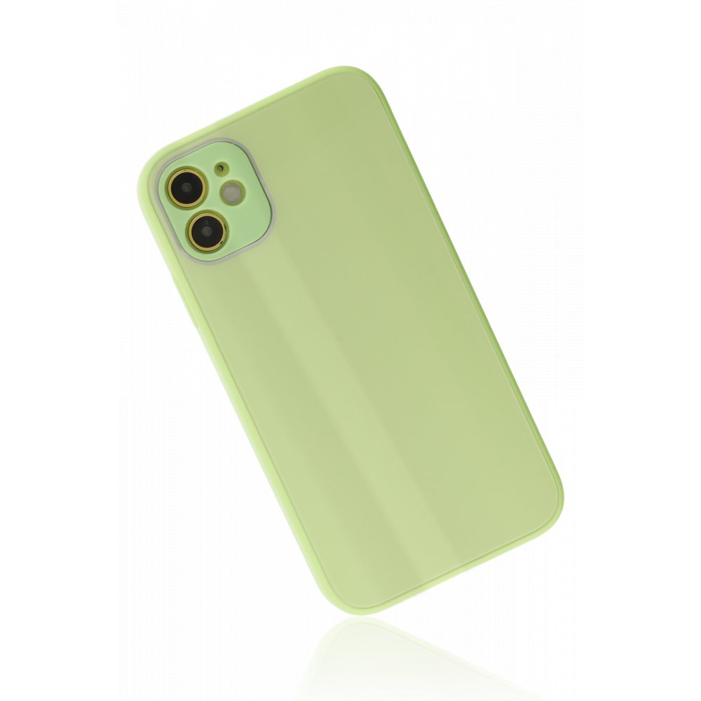Newface iPhone 12 Kılıf Glass Kapak - Açık Yeşil
