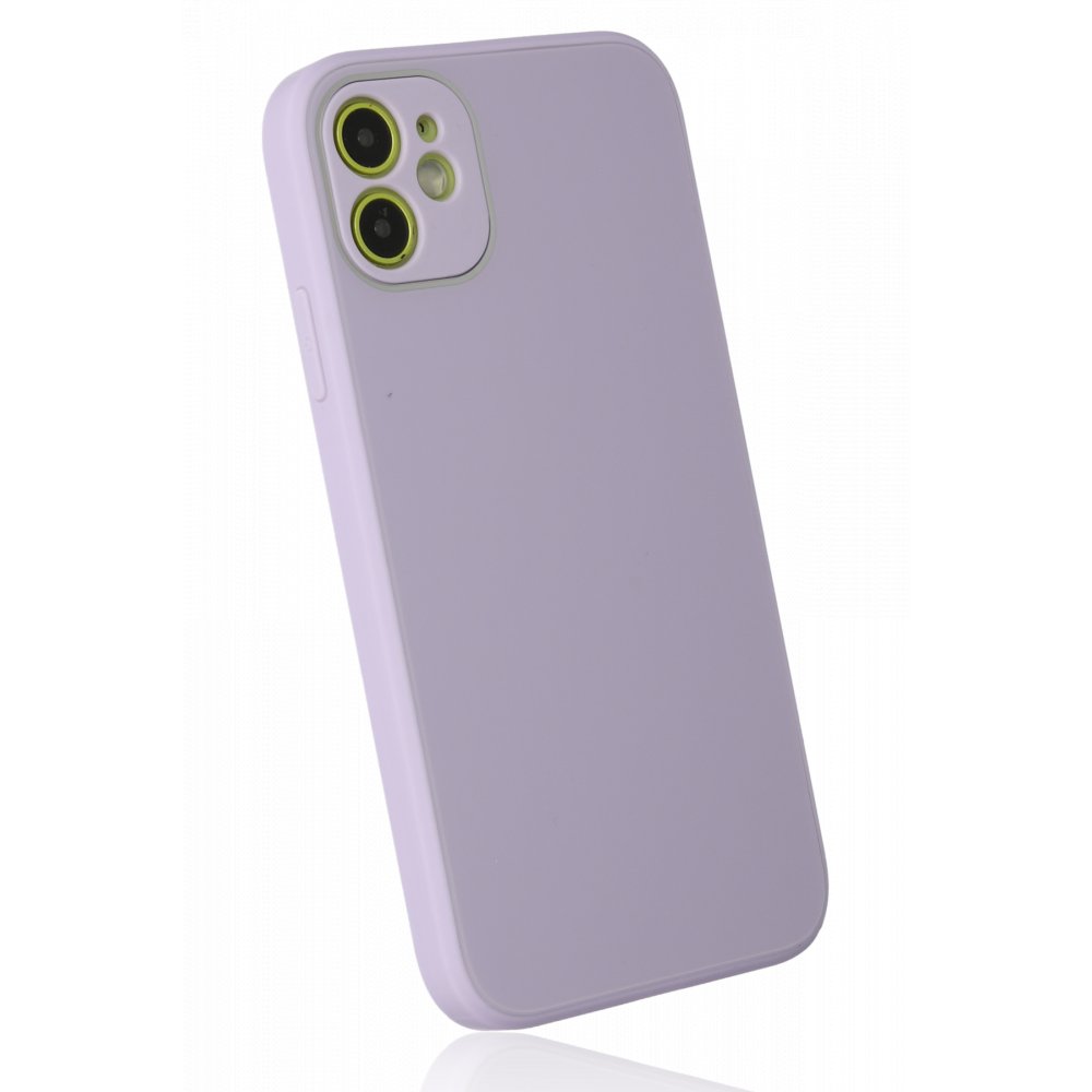 Newface iPhone 12 Kılıf Glass Kapak - Lila