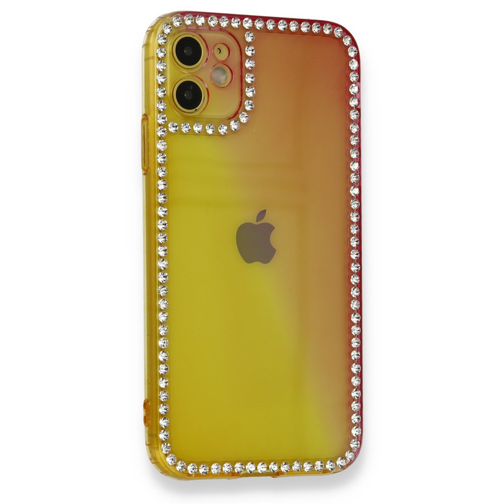 Newface iPhone 11 Kılıf İmaj Silikon - Sarı-Pembe