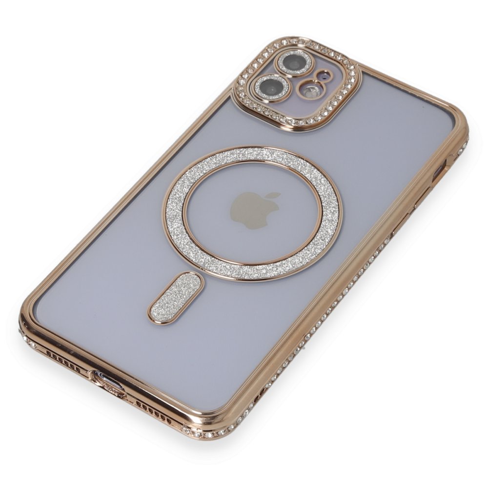 Newface iPhone 11 Kılıf Joke Simli Magneticsafe Kılıf - Gold