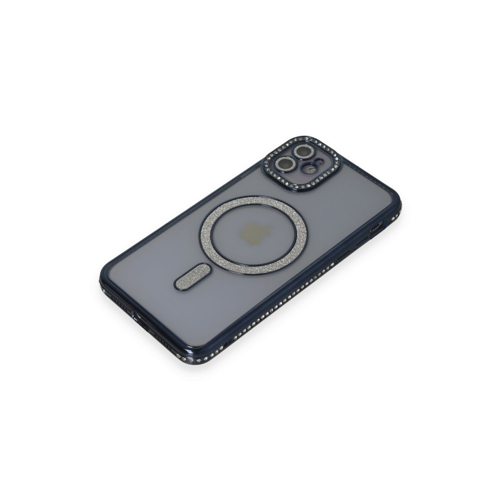 Newface iPhone 11 Kılıf Joke Simli Magneticsafe Kılıf - Lacivert