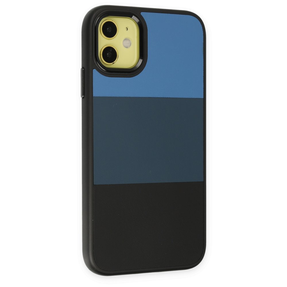 Newface iPhone 11 Kılıf King Kapak - Mavi-Siyah