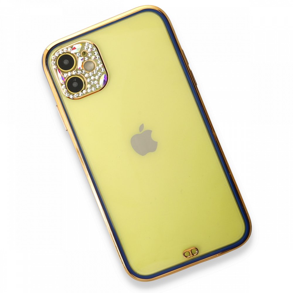 Newface iPhone 11 Kılıf Liva Taşlı Silikon - Lacivert