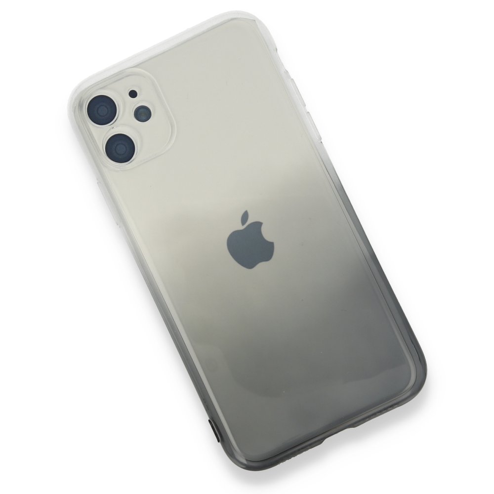 Newface iPhone 11 Kılıf Lüx Çift Renkli Silikon - Siyah