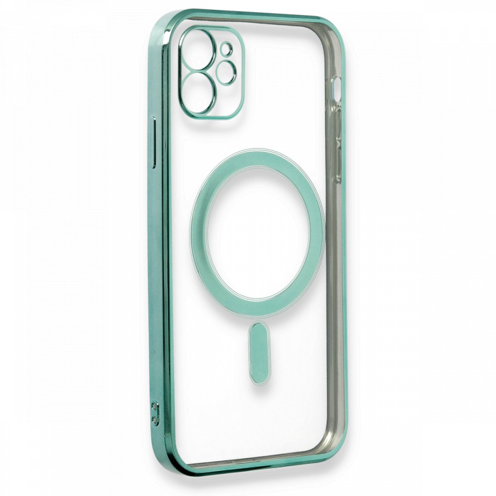 Newface iPhone 11 Kılıf Magneticsafe Lazer Silikon - Haki Yeşil