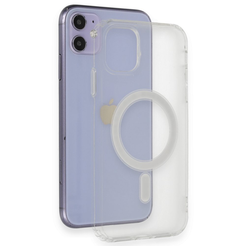 Newface iPhone 11 Kılıf Matte Şeffaf Magneticsafe - Şeffaf