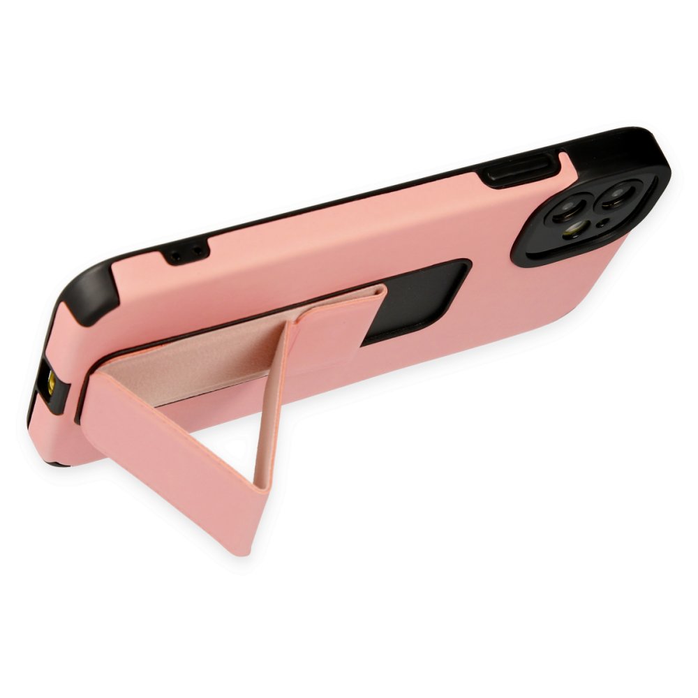 Newface iPhone 11 Kılıf Mega Standlı Silikon - Pudra