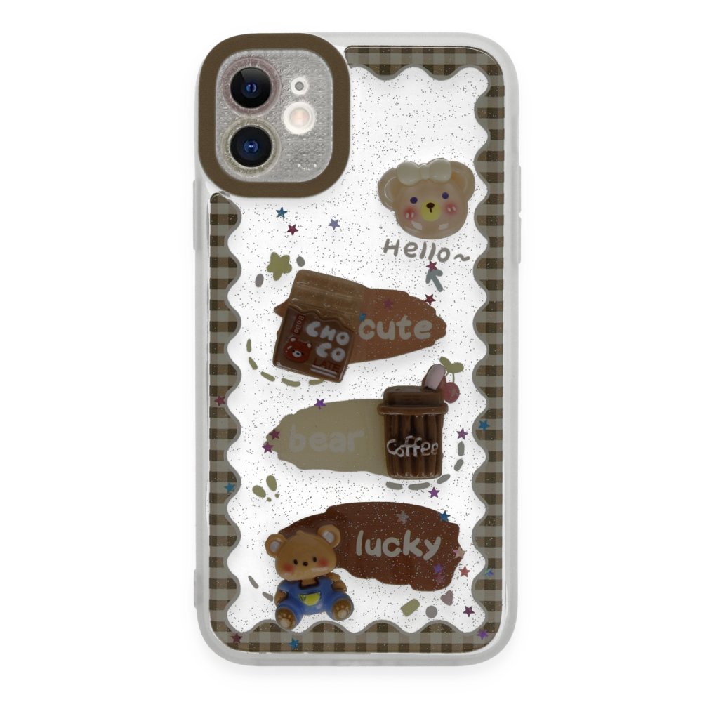 Newface iPhone 11 Kılıf Sweet Desenli Silikon Kapak - Şeffaf