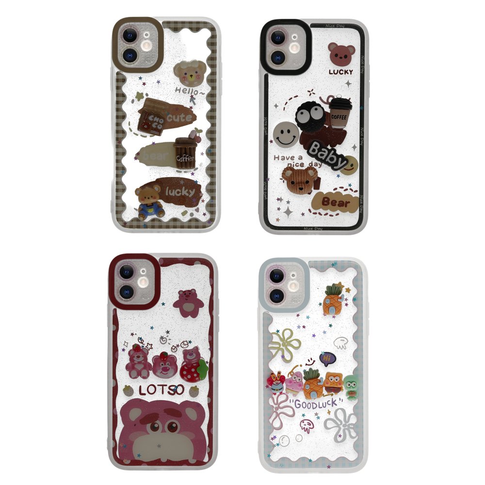 Newface iPhone 11 Kılıf Sweet Desenli Silikon Kapak - Şeffaf