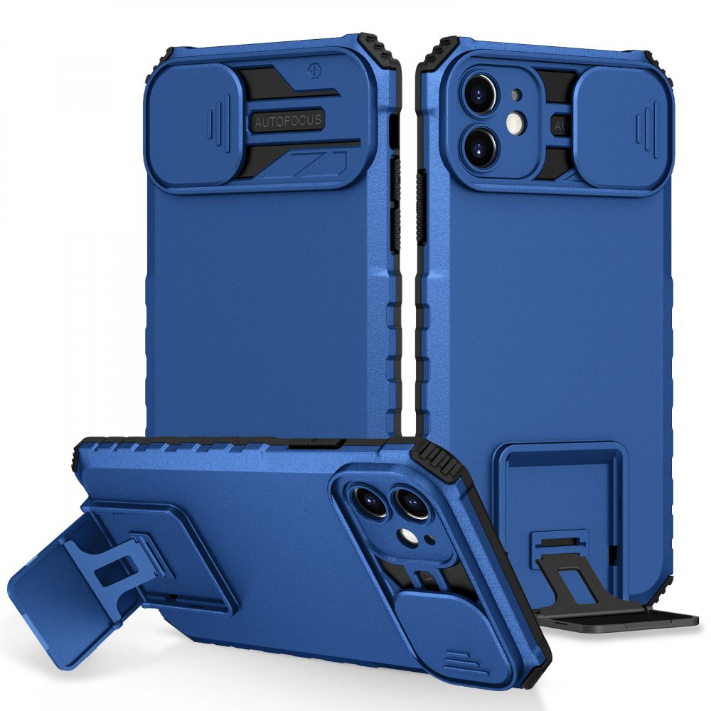 Newface iPhone 11 Kılıf Walker Standlı Kapak - Mavi