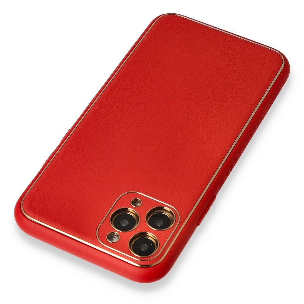 Newface iPhone 11 Pro Max Kılıf Coco Deri Silikon Kapak - Kırmızı