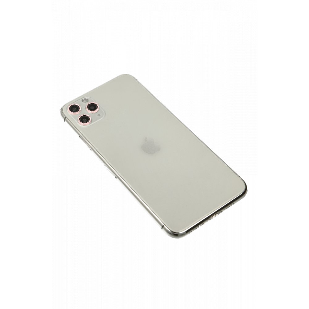 Newface iPhone 11 Pro Max Diamond Kamera Lens - Pembe